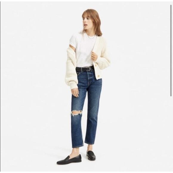 Everlane The Cheeky Jean Button Fly Medium Wash High Rise Rigid Denim Womens 26 - Picture 1 of 9